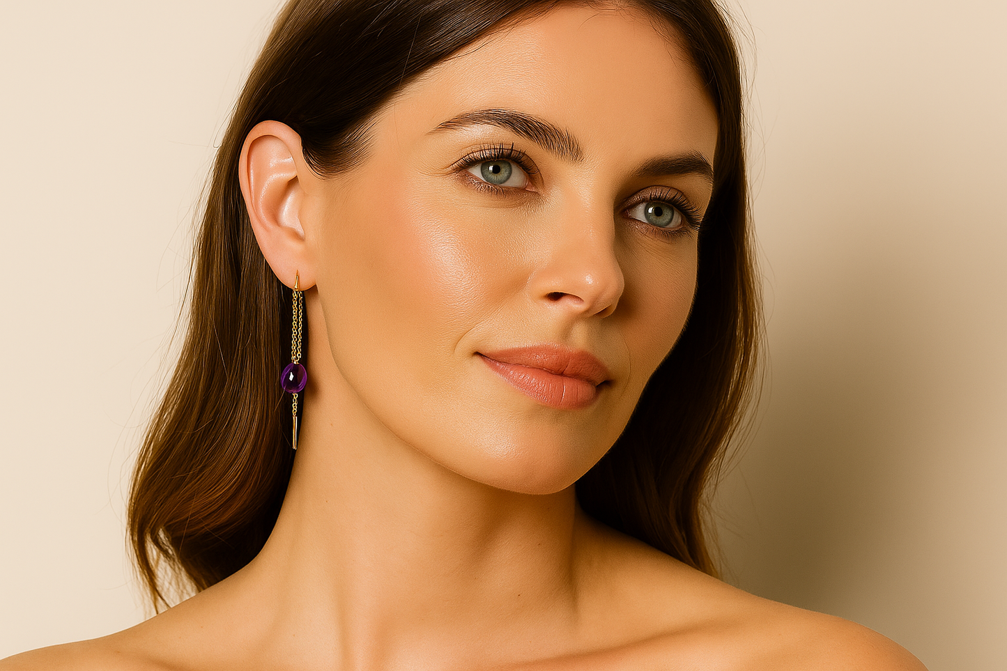 Viola thread drop earrings