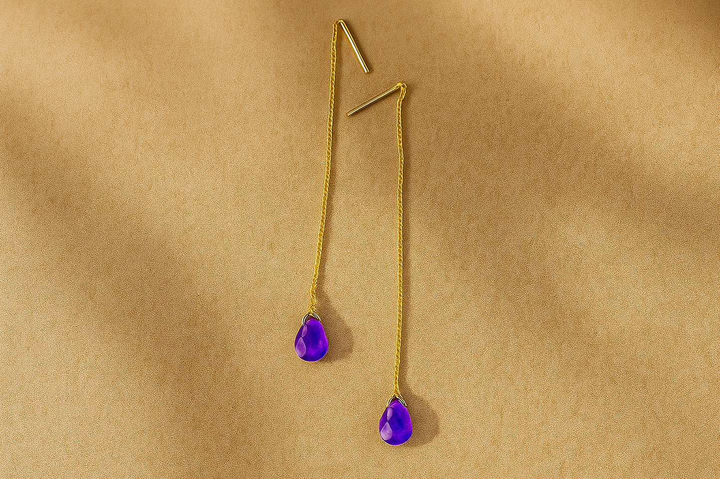 Viola thread drop earrings