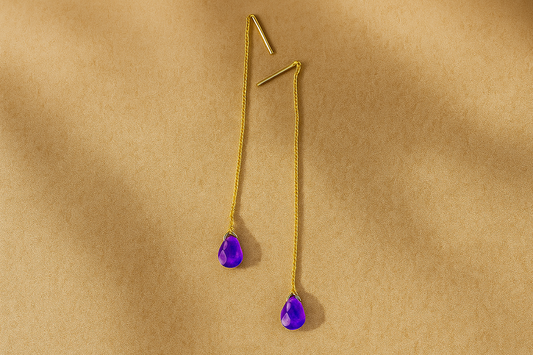 Viola thread drop earrings
